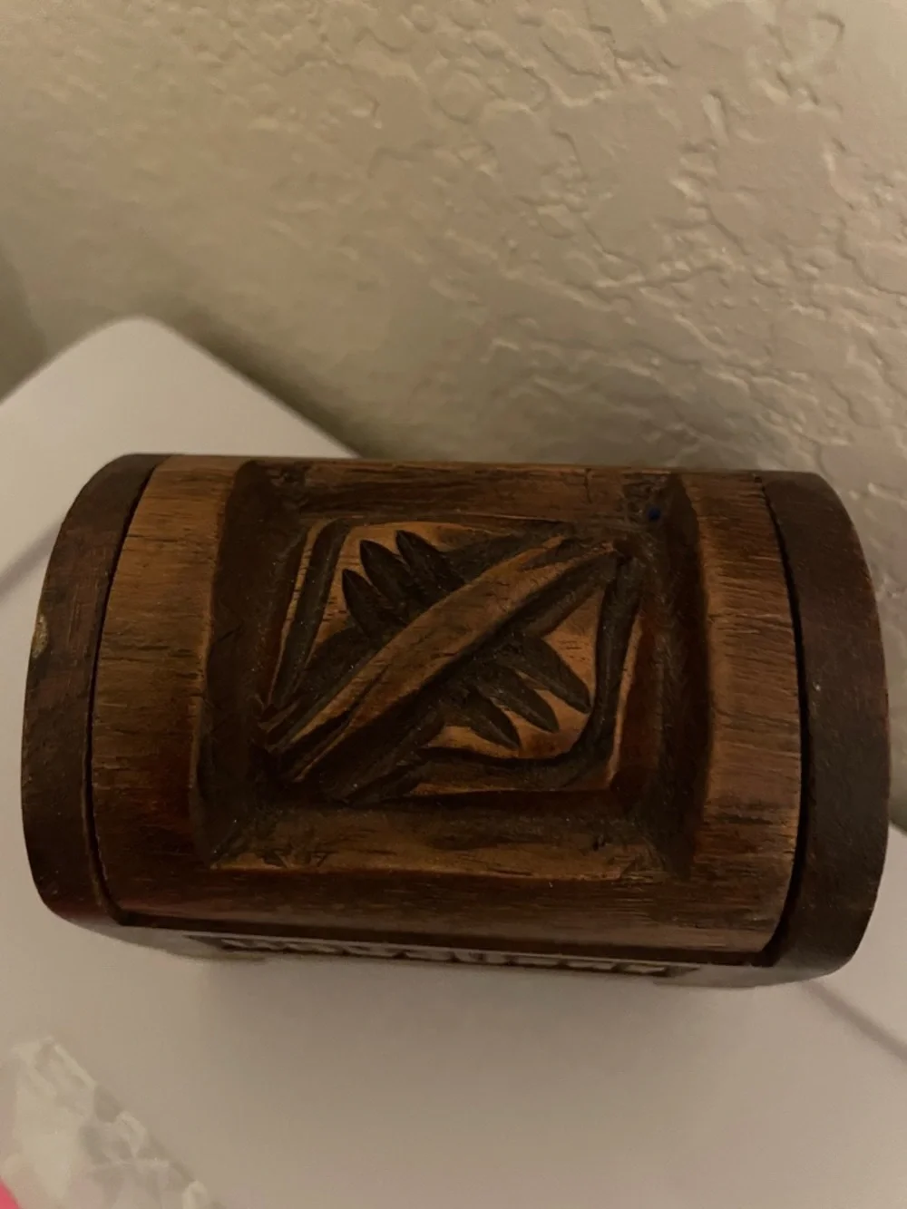 Vintage Small Hand-Carved Wooden Trinket Box - Brown from HONDURAS